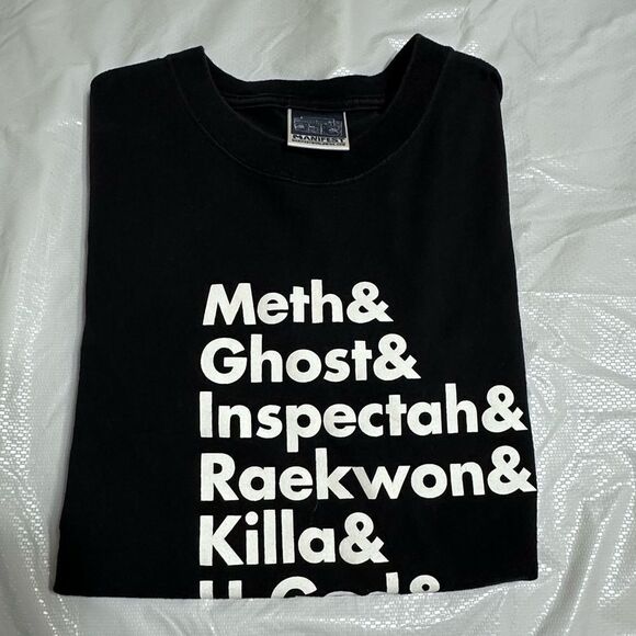 Manifest Wu Tang Clan Members Black Graphic Tee with White Text Size Small - Picture 8 of 9